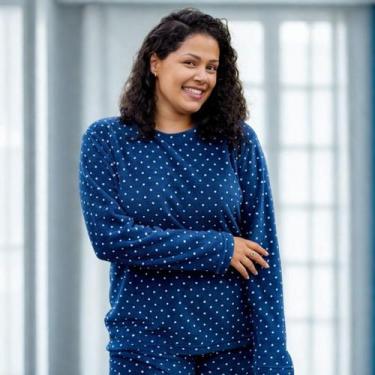 Imagem de Pijama Feminino Fleece Plush Pelinhos Quentinho Inverno Frio - Bella, 