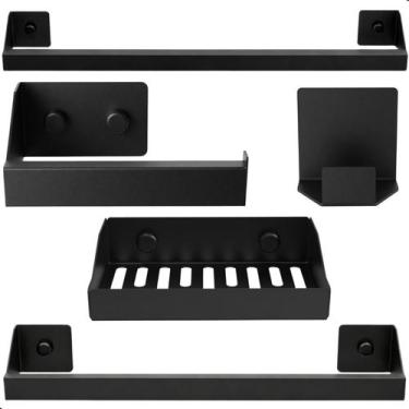 Imagem de Kit Acessórios Para Banheiro Preto 5 Peças Master Slim DF - CasaMóveis