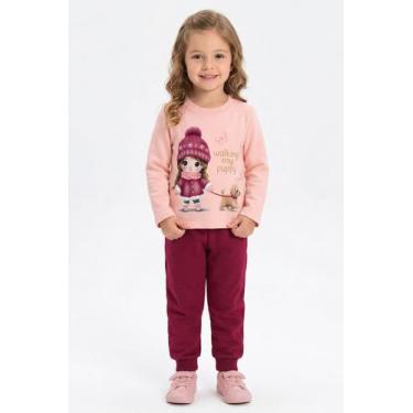 Imagem de Conjunto Menina em Moletom Flanelado com Estampa Kyly, Rosa claro, Bor