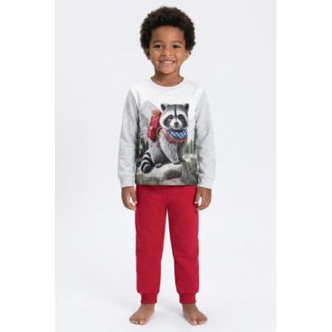 Imagem de Conjunto Menino Moletom Flanelado Estampas Diversas Kyly, Mescla white