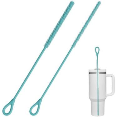 Imagem de Escova de limpeza para canudos de silicone 2 unidades BYXIWA 25 cm azu