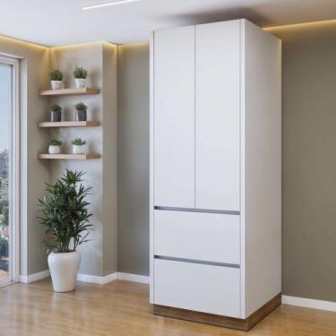 Imagem de Paneleiro 2 Portas 2 Gavetas com Rodapé 70cm 100% MDF Rainha Branco - 