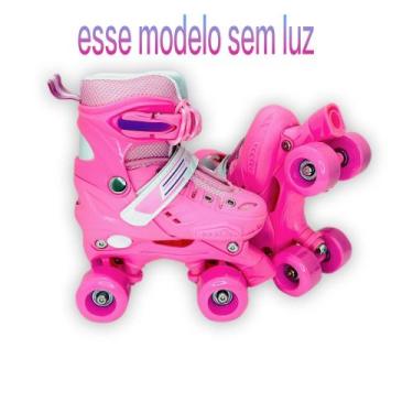 Imagem de Patins Infantil 4 Rodas (sem luz) Com Kit Proteção Menina Menino  Meno