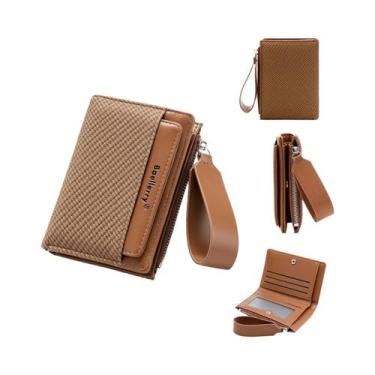 Imagem de Carteira Feminina De Moda Com Zíper, Porta-Moedas Dobrável Com Fivela,
