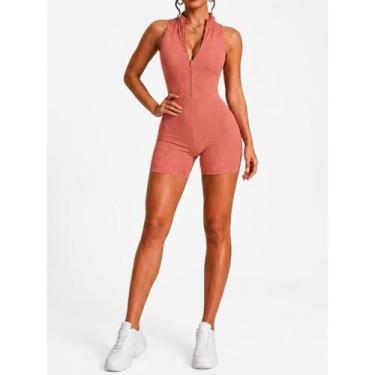 Imagem de Macaquinho Academia Feminino Canelado Fitness - Day Rosê, Rosa, G
