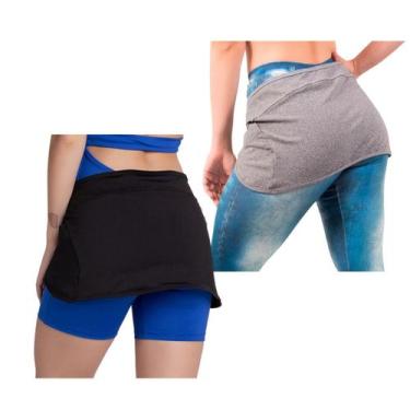 Imagem de Kit 3 Tapa Bumbum Fitness Feminino Liso Bolso e Fecho - Vekyo, Sortido