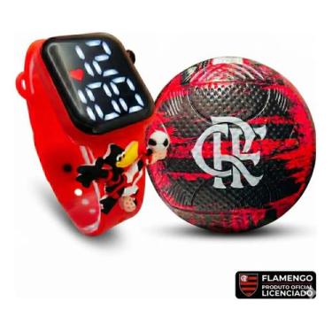 Imagem de Kit Flamengo Mini Bola Dualt Oficial N 2 + Relógio Infantil LED