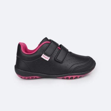 Imagem de TENIS ESCOLAR PAMPILI HONEY tiras autocolantes - PRETO ROSA Tamanho:29