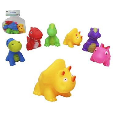 Imagem de Kit com 6 Dinossauros de Vinil Colorido e Divertido Emite Som ao Apertar