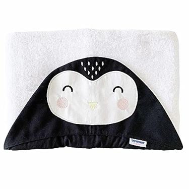 Imagem de Biramar Baby Toalha De Banho Kids Felpuda Com Capuz Bordado Woodland Pinguim Cinza
