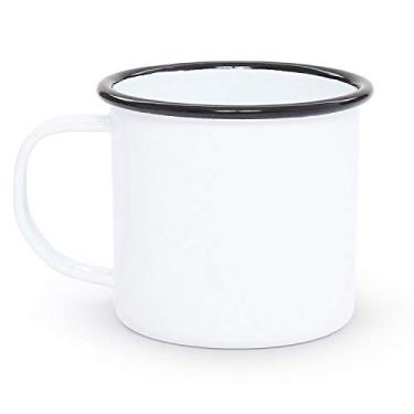 Imagem de Crow Canyon Home Caneca esmaltada, 355 ml, vintage branco/preto (conjunto com 4)