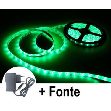 Imagem de Fita Led Verde 2835 24W 300 Leds 5 Metros 5M 12V Ip20 Com Fonte - Zaik