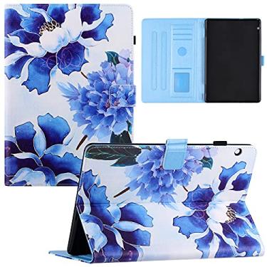 Imagem de KYJX Capa de tablet para Huawei MatePad T5 10,1 polegadas versão 2018, capa de tablet fina de couro PU com suporte de seda para Huawei MatePad T5 10,1 polegadas (orquídeas)