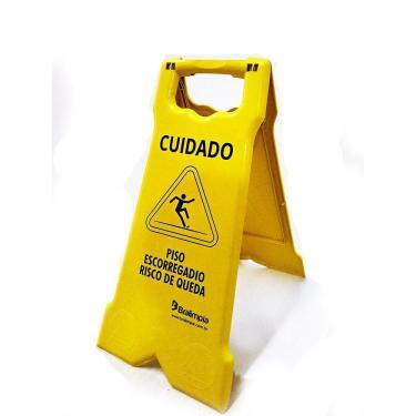 Imagem de Placa Sinalizadora Compact P/ Piso Molhado Bralimpia Limpeza