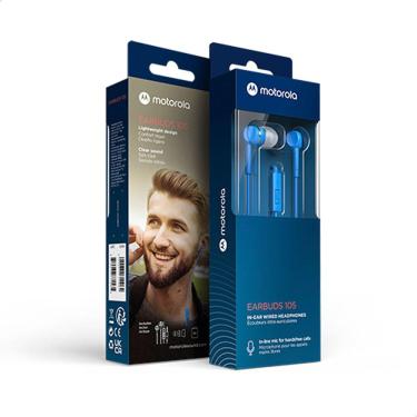 Imagem de Fone De Ouvido Motorola Earbuds 105, Anti Ruido Com Microfone - Azul