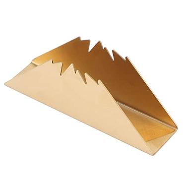 Imagem de Porta-guardanapos triangular, suporte vertical de aço inoxidável, coloque a toalha de papel na prateleira de armazenamento (dourada)