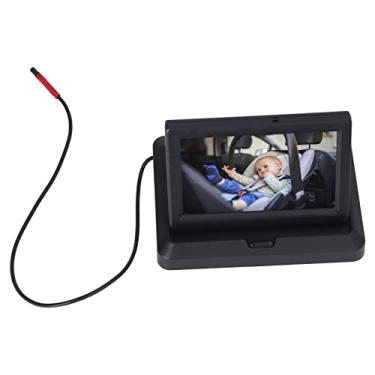 Imagem de Luqeeg Câmera de carro de bebê, monitor de visão traseira dobrável para carro, ângulo de visão de 140° com visão cristalina, segurança para viagem, câmera de banco traseiro para bebê, observe