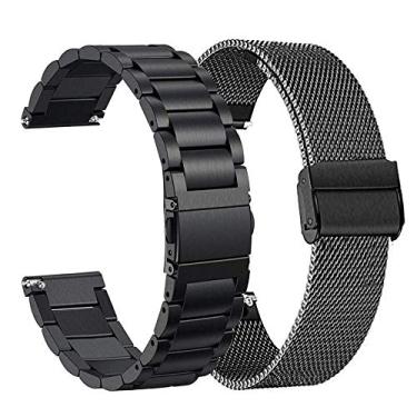 Imagem de ViCRiOR Pulseira de Aço Inoxidável Sólido + Pulseira de Substituição de Malha para Garmin Vivoactive 4S 40 mm / Venu 2s / Venu 3S / Vivomove 3s / Forerunner 255s/265S (18 mm, Preto, 205 mm)