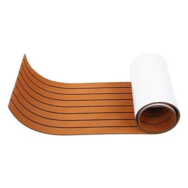 Imagem de Senyar Tapete de piso de barco, almofada de decking de iate marinho marrom antiderrapante tapete de piso de barco de espuma EVA acessórios adesivos para barco 240x45x0,6cm