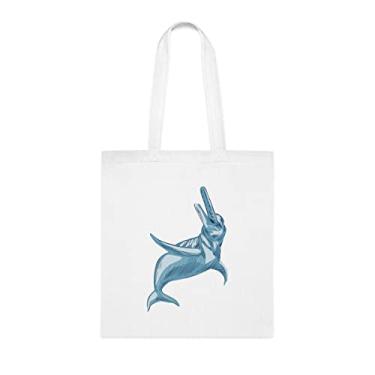 Imagem de Sacola Amazon River Dolphin Drawing Boto, presente divertido, bolsa de ombro, bolsas reutilizáveis, cesta de Natal de aniversário, ideia de presente, Branco