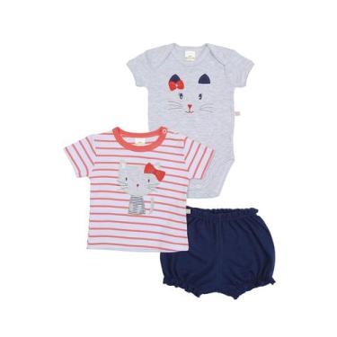 Imagem de Kit 3 Peças Body, Camiseta E Shorts Best Club Baby Branco, Vermelho E