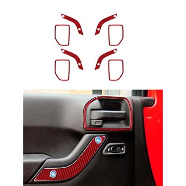 Imagem de JEZOE Adesivos de fibra de carbono vermelho para carro conjunto completo de várias peças acessórios decorativos para interiores de carro, para Jeep Wrangler JK 2011-2017