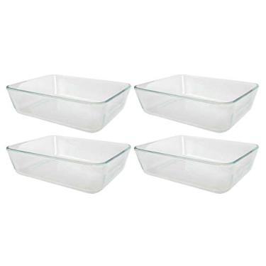 Imagem de Pyrex 7211 Prato retangular de vidro transparente para armazenamento de alimentos com 6 xícaras - pacote com 4