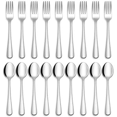 Imagem de Conjunto de talheres com garfos e colheres de 24 peças, conjunto de talheres de aço inoxidável de grau alimentício para casa, cozinha e restaurante, espelho polido, pode ser lavado na lava-louças