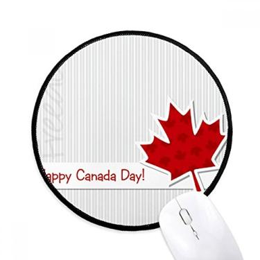 Imagem de DIYthinker Happy Canada Day Tapete de mouse de folha de bordo de grão vertical desktop escritório tapete redondo para computador
