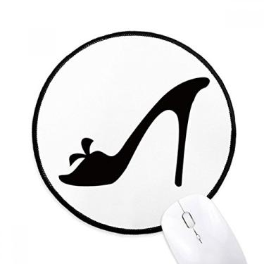 Imagem de DIYthinker Mouse pad preto salto alto padrão de contorno de flores desktop escritório tapete redondo para computador