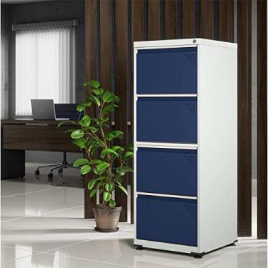 Imagem de Gaveteiro Arquivo de Aço 4 Gavetas Pandin Móveis Cinza/azul Del Rey