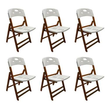 Imagem de Kit Com 6 Cadeiras Dobraveis De Madeira Elegance Mel Polipropileno Bra