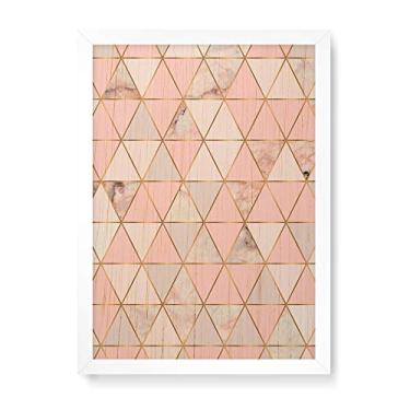 Imagem de Arte Maníacos Quadro Decorativo em Madeira Triangulos Mármore - 23x16,25cm (Moldura caixa em laca branca)