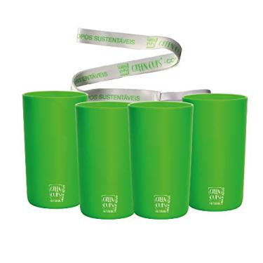 Imagem de 4 Copos Eco Verde com Cordão Green Cups 500 ml