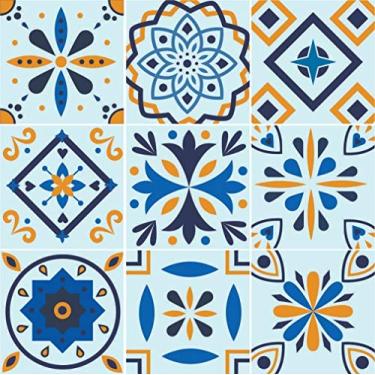 Imagem de Kit 40 Adesivos Azulejo Cozinha Tons De Azul 15x15cm