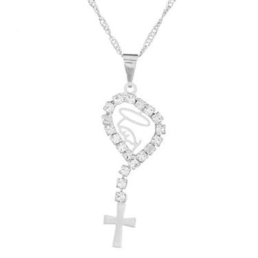 Imagem de Colar Madona com Strass 13mm - Sunshine Cristais Cor:Prata