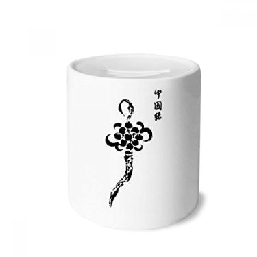 Imagem de DIYthinker Caixa para dinheiro com tinta de nó chinês, caixa de moeda de cerâmica, presente de cofrinho