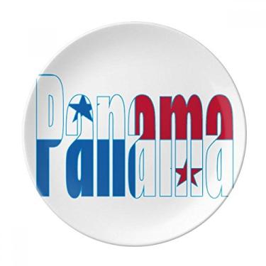 Imagem de Placa de nome da bandeira do Panamá decorativa de porcelana Salver louças de jantar