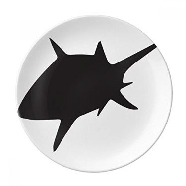 Imagem de Prato decorativo com estampa de biologia de tubarão azul oceano preto porcelana salver louças jantar prato