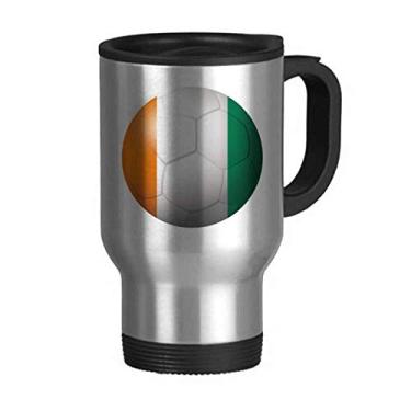 Imagem de Coate d'Ivoire Caneca de viagem de futebol com bandeira nacional de aço inoxidável copo de carro copo térmico