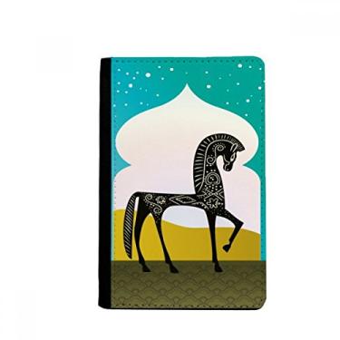 Imagem de Castelo sonho princesa estilo cavalo azul amarelo passaporte porta-cartões Notecase Burse capa carteira carteira porta-cartões