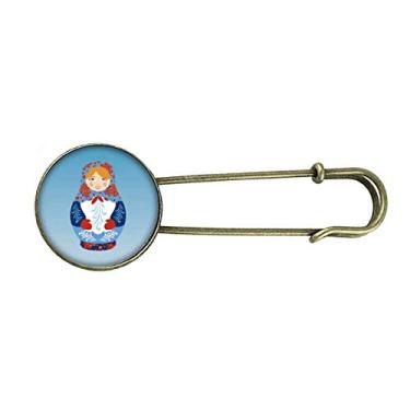 Imagem de Broche de metal retrô com estampa russa de bonecas russas com símbolo da Rússia