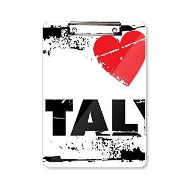 Imagem de I Love Italy Word Love Heart Square Prancheta pasta, bloco de escrita A4