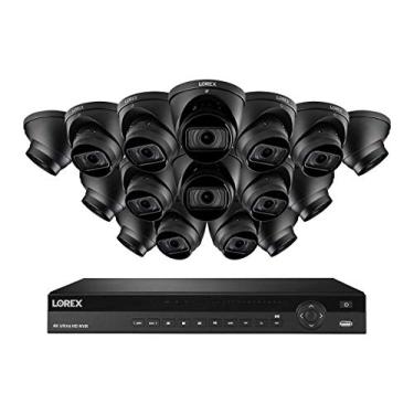 Imagem de Lorex 4KHDIP1616NW-2 4K Sistema de Vigilância w / N882A63B 3TB 4K 16 canais NVR e 16 4K 8MP LNE9282B zoom óptico de 4x Câmeras Dome com construído em áudio Mic