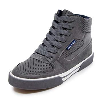 Imagem de Nautica Kids Horizon Sneaker-Lace Up Fashion Shoe- Boot Like High Top-Horizon-Storm Grey-1