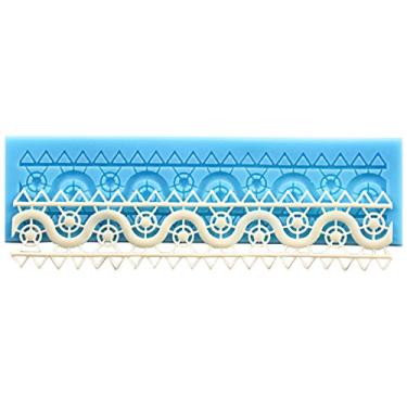 Imagem de Sugarcraft Ferramenta de decoração de bolo Art Deco ondas encaracoladas borda de renda molde de silicone molde de cupcake em forma de renda 16,5 x 4,5 x 0,5 cm