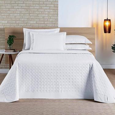 Imagem de Cobre Leito Harmonia Casal Queen Tecido Percal 200 Fios Algodão Premium Luxo Toque Macio - Branco