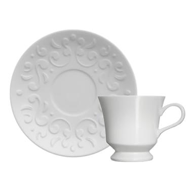 Imagem de Xícara e pires para café em porcelana, modelo Tassel, 80 ml, Germer, Branco