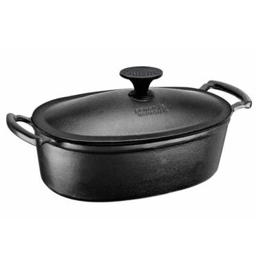 Imagem de Caçarola Retrô Oval Alça e Tampa em Ferro Fundido 35cm 5L - Panela Mineira