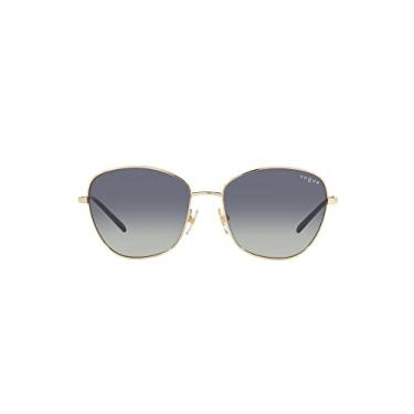 Imagem de Vogue Eyewear Óculos de sol femininos, armação dourada pálida, lentes azuis escuras gradiente cinza, 53 mm, Ouro pálido, 53 mm